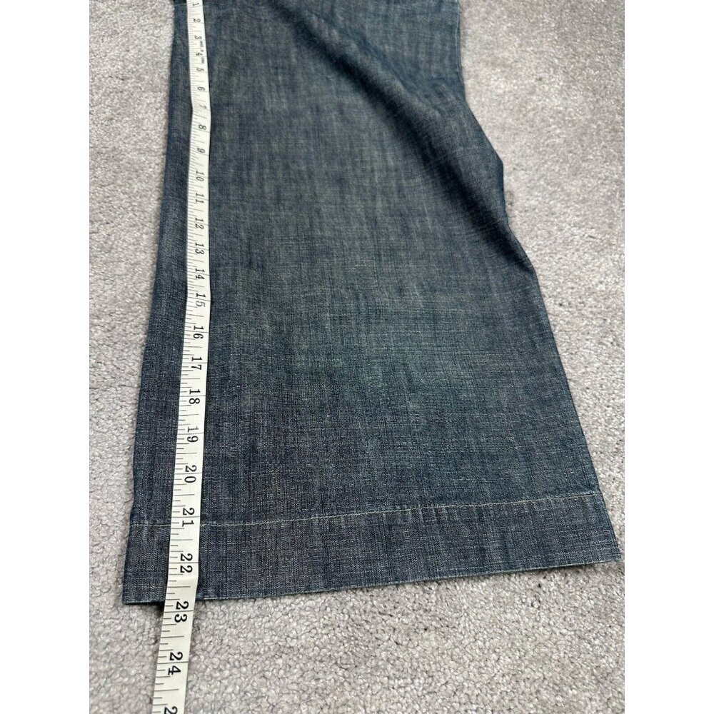 Vtg Iena Pants Womens 38 US Medium Blue Denim Wide Leg Cropped Sailor Na… - Picture 9 of 14